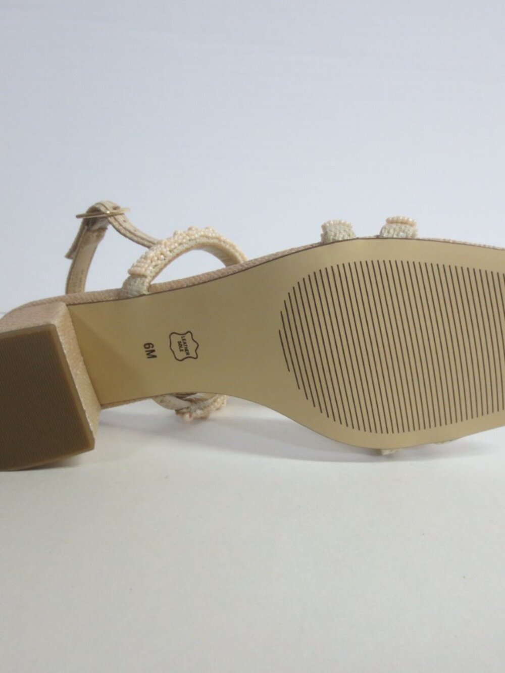 TALBOTS Maya Beaded Block Heel Sandals - Light Fawn - US 6M - Picture 5 of 6